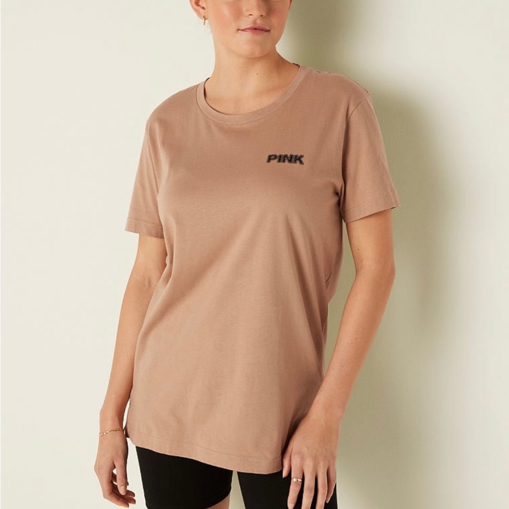 Brand new pink campus short sleeve tee and matching foldover shorts
